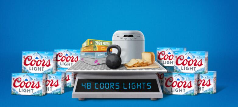 Coors Light可以让你用你的隔离区杂物换取免费啤酒的重量